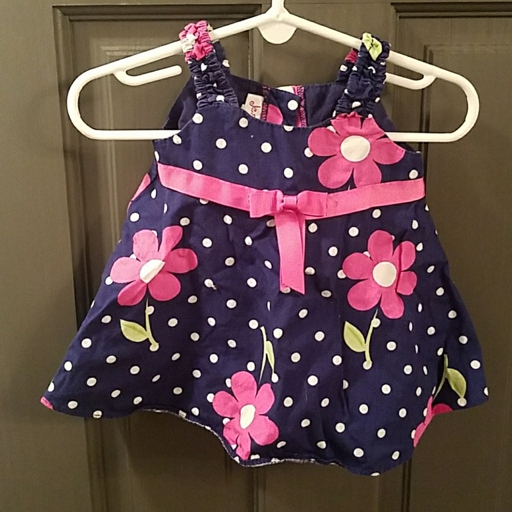 Navy and pink flowered sun dress